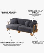 Lumos Üçlü Koltuk |  Kadife - Görsel 5